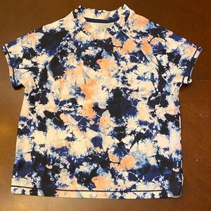 Athleta Kids Short Sleeve rash guard - Navy and Peach